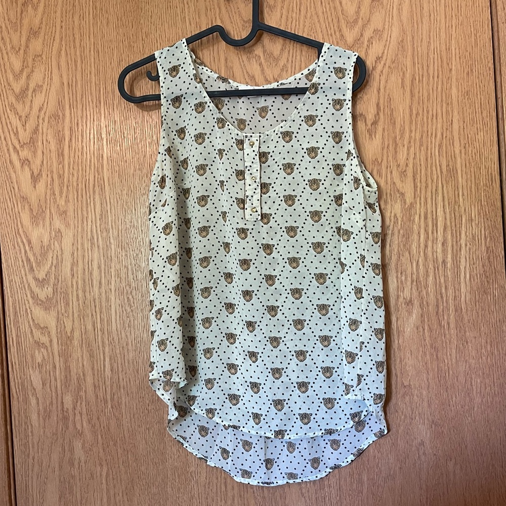 Size M Sheer Leopard Face Shirt